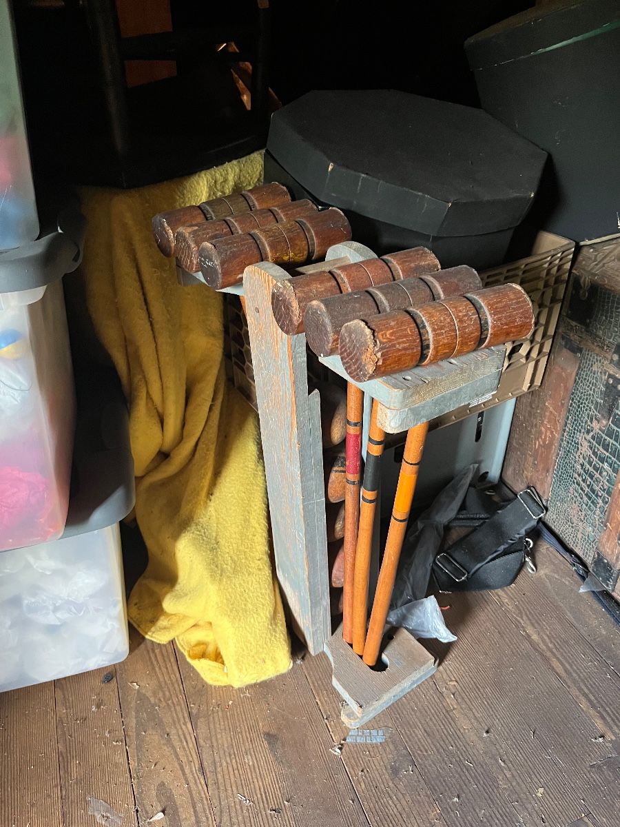Vintage wooden croquet set at the Caldwell estate sale